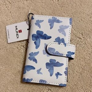 Mundi Blue Butterfly Pattern Wallet 15 Slot Card Holder